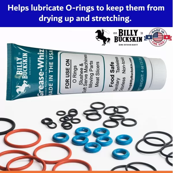 Commercial Food Grade Grease O Rings Grease for Ice Cream ampamp Slushee Machines Mixers Beer Kegs Sliding Glass Door Pool Filters Meat Slicers Grease Whiz Plus 1x4 Oz Tube by Billy Buckskin Co4 Pack