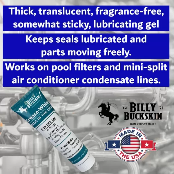 Commercial Food Grade Grease O Rings Grease for Ice Cream ampamp Slushee Machines Mixers Beer Kegs Sliding Glass Door Pool Filters Meat Slicers Grease Whiz Plus 1x4 Oz Tube by Billy Buckskin Co4 Pack