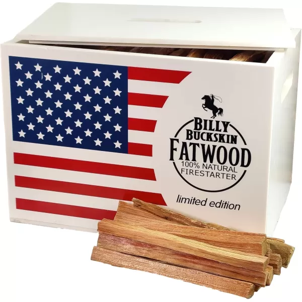Fatwood Fire Starter Sticks 10 lb Box  All Natural ResinRich Fatwood for Wood Stoves Fireplaces Campfires  Easy ampamp Safe Fire Logs LongLasting Firewood 140 SticksUsa Flag