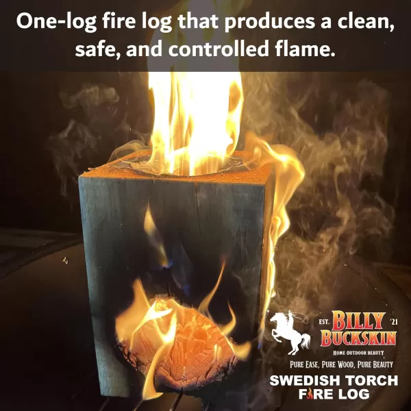 One Log Fire Wood Log Swedish Torch Fire Log wFatwood Fire Starter Sticks for Outdoor Campfire Firepit Bonfires ampamp Fireplace Fire Log Camping Essential by Billy Buckskin Co 7x7x10 inches 1 Log