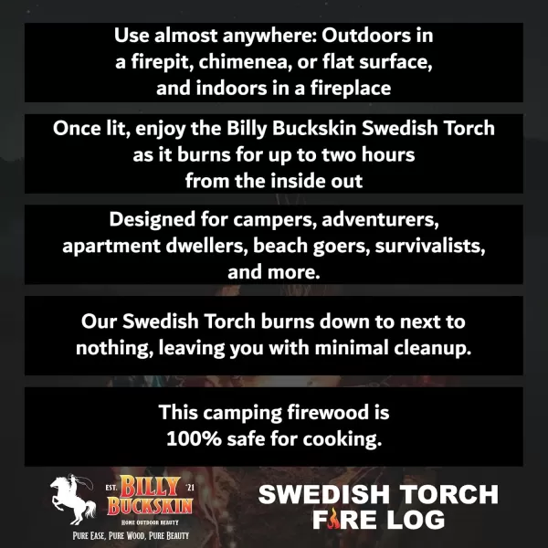 One Log Fire Wood Log Swedish Torch Fire Log wFatwood Fire Starter Sticks for Outdoor Campfire Firepit Bonfires ampamp Fireplace Fire Log Camping Essential by Billy Buckskin Co 7x7x10 inches 1 Log