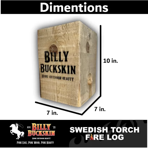 One Log Fire Wood Log Swedish Torch Fire Log wFatwood Fire Starter Sticks for Outdoor Campfire Firepit Bonfires ampamp Fireplace Fire Log Camping Essential by Billy Buckskin Co 7x7x10 inches 1 Log