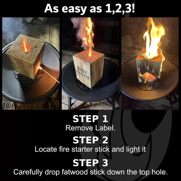 One Log Fire Wood Log Swedish Torch Fire Log wFatwood Fire Starter Sticks for Outdoor Campfire Firepit Bonfires ampamp Fireplace Fire Log Camping Essential by Billy Buckskin Co 7x7x10 inches 1 Log