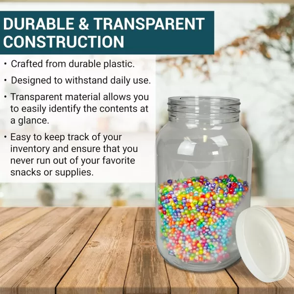 Pack of 2 1 Gallon Clear Plastic Jars with Lids FoodSafe Candy ampamp Cookie Plastic Containers Jars wLids for Buffet ampamp Party Events Ideal for Kitchen ampamp Pantry Food Storage by Billy Buckskin Co1 Pack