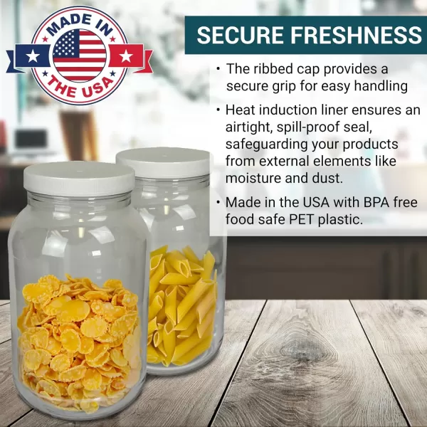 Pack of 2 1 Gallon Clear Plastic Jars with Lids FoodSafe Candy ampamp Cookie Plastic Containers Jars wLids for Buffet ampamp Party Events Ideal for Kitchen ampamp Pantry Food Storage by Billy Buckskin Co2 Pack