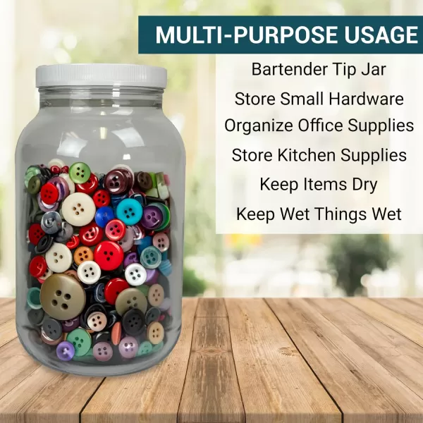 Pack of 2 1 Gallon Clear Plastic Jars with Lids FoodSafe Candy ampamp Cookie Plastic Containers Jars wLids for Buffet ampamp Party Events Ideal for Kitchen ampamp Pantry Food Storage by Billy Buckskin Co1 Pack