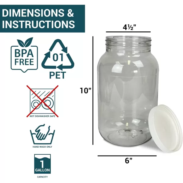 Pack of 2 1 Gallon Clear Plastic Jars with Lids FoodSafe Candy ampamp Cookie Plastic Containers Jars wLids for Buffet ampamp Party Events Ideal for Kitchen ampamp Pantry Food Storage by Billy Buckskin Co1 Pack