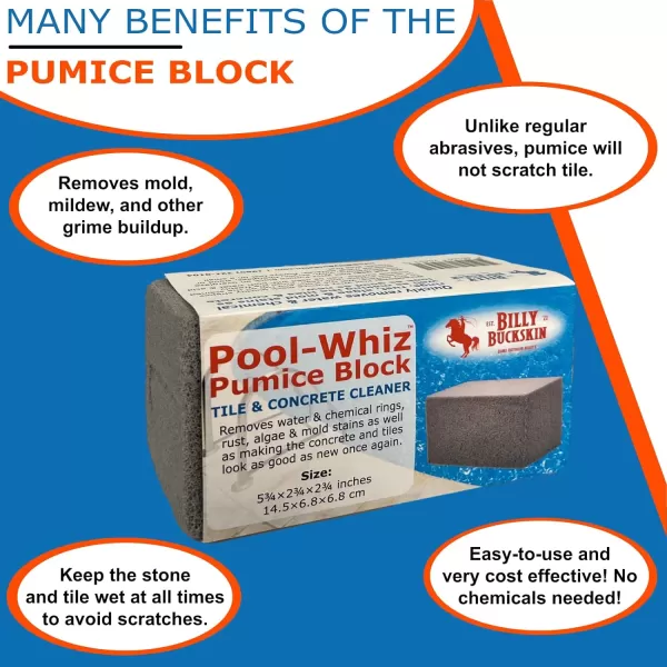 PoolWhiz Pumice Block  Pool Tile ampamp Concrete Cleaner  Pumice Stone for Cleaning Pools Spas ampamp Water Features  Pool and Spa Cleaner by Billy Buckskin Co  Pack of 112 Pack
