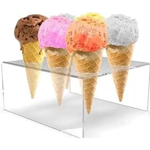 6 Cone Ice Cream Cone Holder  Holds 6 Ice Cream Cones  Stylish Countertop Display  Waffle Cone Holder  Clear Acrylic Ice Cream Stand  by Billy Buckskin Home and Beauty Made in USA