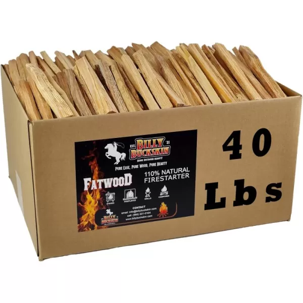 Billy Buckskin 10 lbs Fatwood Fire Starter Sticks Camping Essentials  Great Fire Logs and Fire Starters for Campfires Wood Stoves Fireplaces Bonfires  Start a Fire with 2 Sticks  10 lb Box400 Pounds