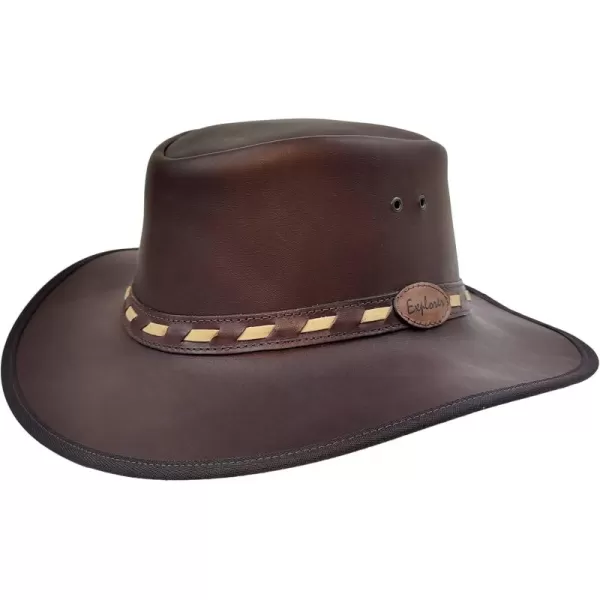 Billy Buckskin Basher Leather Hat  Top Grain Leather Construction  Wide Brim Medium