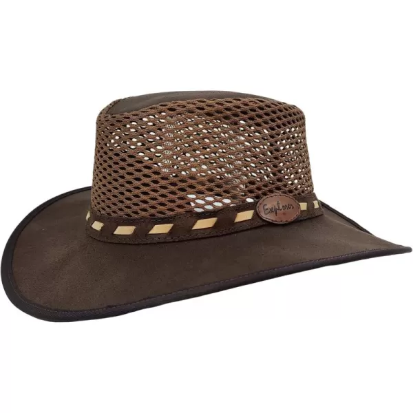 Billy Buckskin Breezy  Suede Leather Hat  Safari Hat with Mesh Sides Rich Brown
