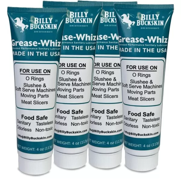 Commercial Food Grade Grease O Rings Grease for Ice Cream ampamp Slushee Machines Mixers Beer Kegs Sliding Glass Door Pool Filters Meat Slicers Grease Whiz Plus 1x4 Oz Tube by Billy Buckskin Co4 Pack