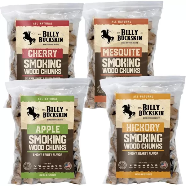 Mesquite Wood Chunks Wood Chunks for Smokers Alternative for Charcoal Briquettes Can be Use on Gas Smoking Wood Chunks for Smoking Grilling ampamp BBQ Camping Essential by Billy Buckskin Co4 Lbs BagVarietyPack of 4