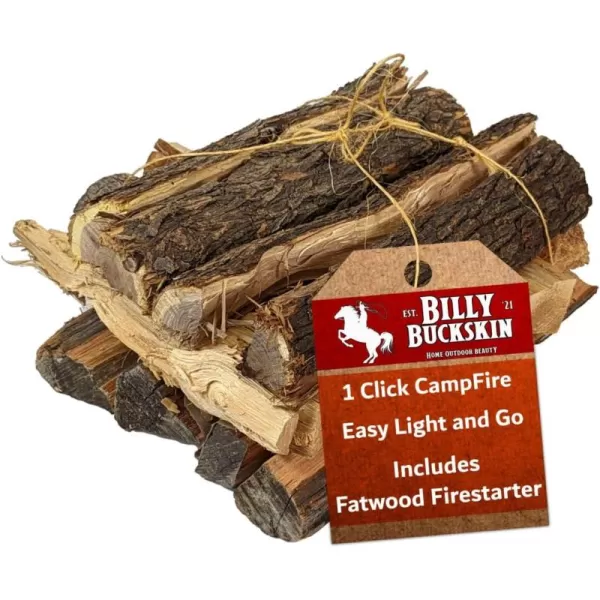 Oak Firewood Logs 18 lbs Split Wood for Solo Stove with Fatwood Fire Starter Sticks Fire Wood for Fire Pit Seasoned Wood Logs for Fireplaces Camping Campfires Firepits  by Billy Buckskin Co1 Click Fire