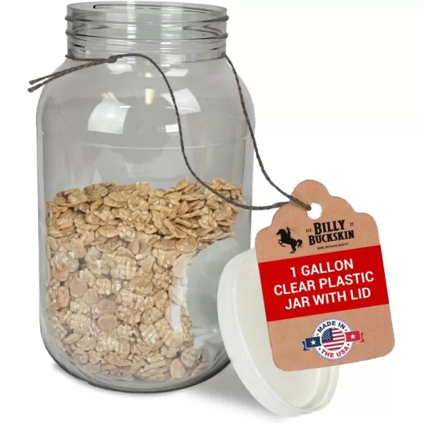Pack of 2 1 Gallon Clear Plastic Jars with Lids FoodSafe Candy ampamp Cookie Plastic Containers Jars wLids for Buffet ampamp Party Events Ideal for Kitchen ampamp Pantry Food Storage by Billy Buckskin Co1 Pack