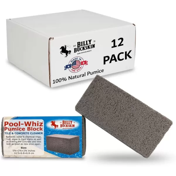PoolWhiz Pumice Block  Pool Tile ampamp Concrete Cleaner  Pumice Stone for Cleaning Pools Spas ampamp Water Features  Pool and Spa Cleaner by Billy Buckskin Co  Pack of 112 Pack