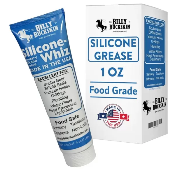 Silicone Whiz Silicone Grease Silicone Grease for O Rings Food Grade Sanitary Lubricant Machine Lube Scuba Grease Plumbers Grease Valve Sealant Diving Lube by Billy Buckskin Co 1 OzTube1x1Oz