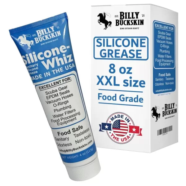 Silicone Whiz Silicone Grease Silicone Grease for O Rings Food Grade Sanitary Lubricant Machine Lube Scuba Grease Plumbers Grease Valve Sealant Diving Lube by Billy Buckskin Co 1 OzTube2x4Oz