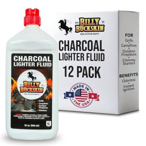 image1 Quart Lighter Fuel Bottle Clean Burning ampamp Fast Lighting Lighter Fluid Charcoal Lighter Fluid Perfect Fire Starter for Outdoor BBQ Camping Charcoal ampamp Wood Fires ampamp Bonfires by Billy Buckskin12 Pack