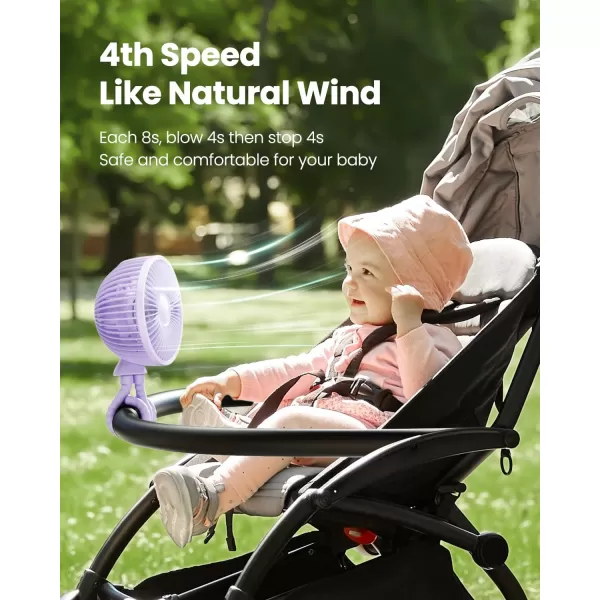 Gaiatop Baby Stroller Fan 4000mAh Oscillating Mini Portable Fan with Light 4 Speeds Battery Operated Small Handheld Desk Fan 360 Rotate Flexible Tripod Clip On Fan for Car Seat Crib Travel PinkPurple