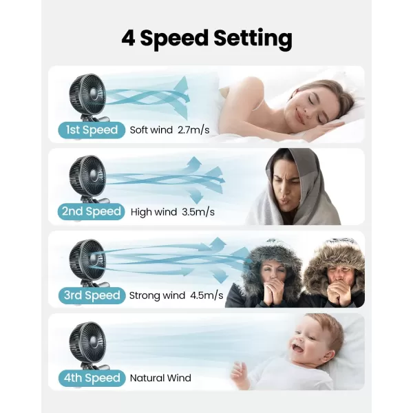 Gaiatop Baby Stroller Fan 4000mAh Oscillating Mini Portable Fan with Light 4 Speeds Battery Operated Small Handheld Desk Fan 360 Rotate Flexible Tripod Clip On Fan for Car Seat Crib Travel PinkBlack