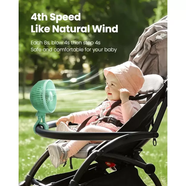 Gaiatop Baby Stroller Fan 4000mAh Oscillating Mini Portable Fan with Light 4 Speeds Battery Operated Small Handheld Desk Fan 360 Rotate Flexible Tripod Clip On Fan for Car Seat Crib Travel PinkGreen