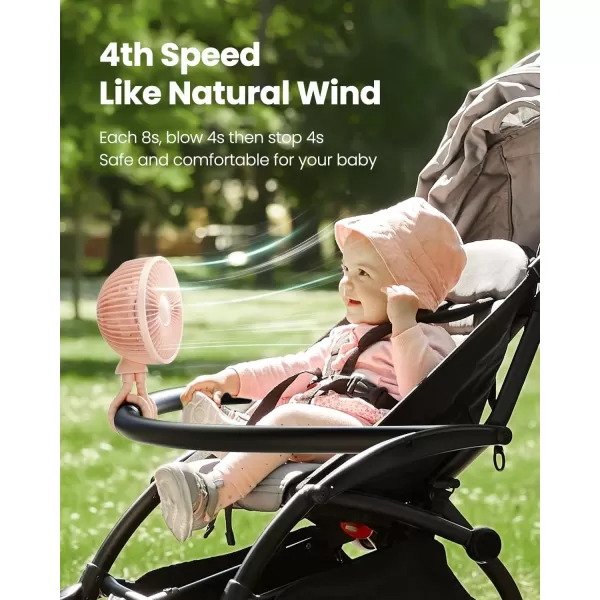 Gaiatop Baby Stroller Fan 4000mAh Oscillating Mini Portable Fan with Light 4 Speeds Battery Operated Small Handheld Desk Fan 360 Rotate Flexible Tripod Clip On Fan for Car Seat Crib Travel PinkPink