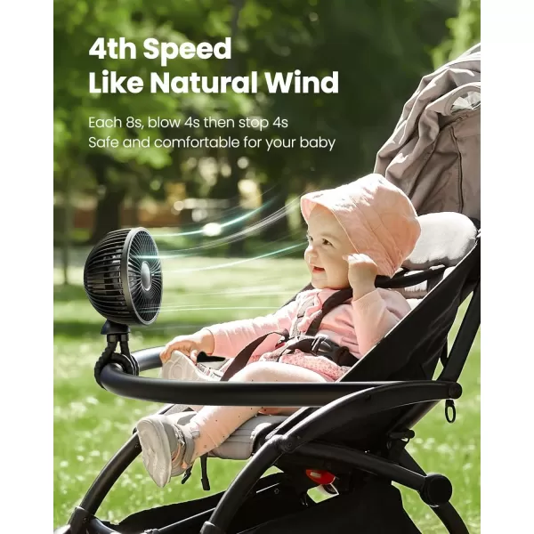 Gaiatop Baby Stroller Fan 4000mAh Oscillating Mini Portable Fan with Light 4 Speeds Battery Operated Small Handheld Desk Fan 360 Rotate Flexible Tripod Clip On Fan for Car Seat Crib Travel PinkBlack