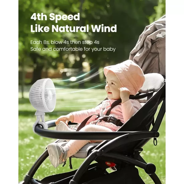 Gaiatop Baby Stroller Fan 4000mAh Oscillating Mini Portable Fan with Light 4 Speeds Battery Operated Small Handheld Desk Fan 360 Rotate Flexible Tripod Clip On Fan for Car Seat Crib Travel PinkWhite