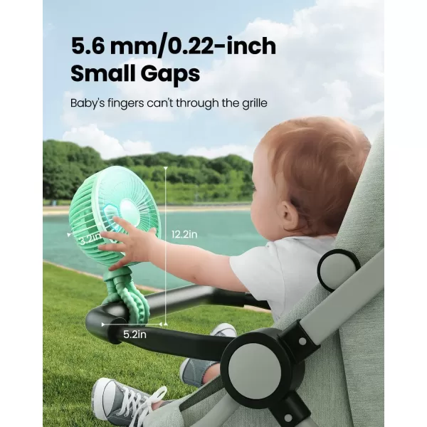 Gaiatop Baby Stroller Fan 4000mAh Oscillating Mini Portable Fan with Light 4 Speeds Battery Operated Small Handheld Desk Fan 360 Rotate Flexible Tripod Clip On Fan for Car Seat Crib Travel PinkGreen