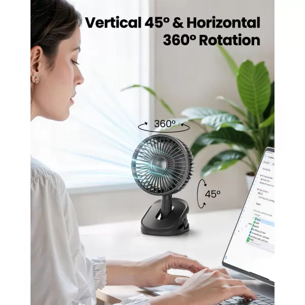 Gaiatop Clip on Fan Battery Operated 4000mAh Auto Oscillating Portable USB Fan with Light ampamp Hook 4 Speed Personal Mini Desk Fan Rechargeable Table Fan for Home Office Stroller BlackBlack