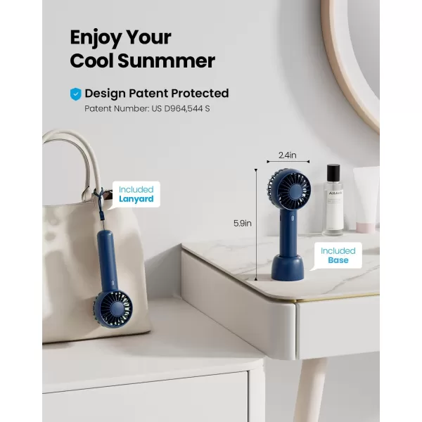 Gaiatop Mini Portable Fan Powerful Handheld Fan Cute Design 3 Speed Personal Small Desk Fan with Base Lightweight Makeup USB Rechargeable Fan for Stylish Girl Women Travel Indoor Outdoor GreenNavy blue
