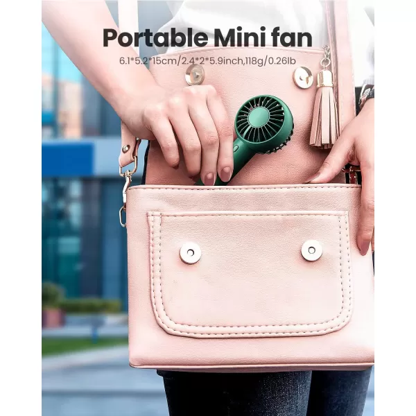 Gaiatop Mini Portable Fan Powerful Handheld Fan Cute Design 3 Speed Personal Small Desk Fan with Base Lightweight Makeup USB Rechargeable Fan for Stylish Girl Women Travel Indoor Outdoor GreenNavy green