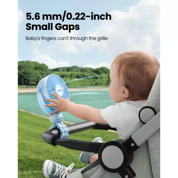 Gaiatop Mini Portable Stroller Fan Battery Operated Small Clip on Fan Detachable 3 Speed Rechargeable 360 Rotate Flexible Tripod Handheld Desk Cooling Fan for Car Seat Crib Treadmill Travel Pinkblue