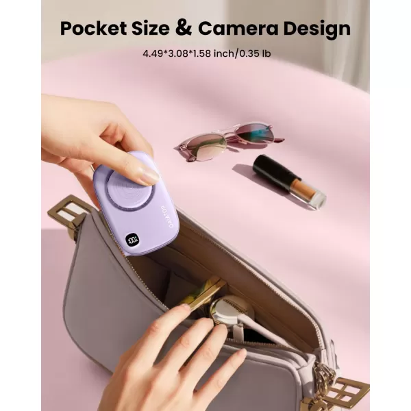 Gaiatop Neck Fan Rechargeable Mini Portable Fan Cute Camera Design Small Desk Fan with 360Rotate Mirror 3 Speed USB Handheld Fan with LED Display Cooling Personal Lash Fan Travel Essentials PurplePurple