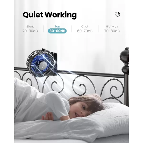 Gaiatop Portable Clip on Fan Battery Operated Small Powerful USB Desk Fan 3 Speed Quiet Rechargeable Mini Table Fan 360 Rotate Personal Cooling Fan for Home Office Stroller Camping Black Blueblack blue