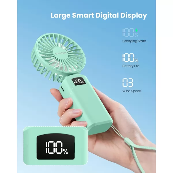 Gaiatop Portable Handheld Fan 180 Foldable Desk Fan 3 Speed Personal Mini Hand Fan 2000mAh Powerful Rechargeable Small Fan with Digital Display USB Personal Fan for Office Outdoor MakeupPinkGreen