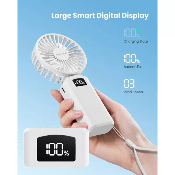 Gaiatop Portable Handheld Fan 180 Foldable Desk Fan 3 Speed Personal Mini Hand Fan 2000mAh Powerful Rechargeable Small Fan with Digital Display USB Personal Fan for Office Outdoor MakeupPinkWhite