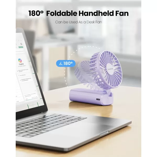 Gaiatop Portable Handheld Fan 180 Foldable Desk Fan 3 Speed Personal Mini Hand Fan 2000mAh Powerful Rechargeable Small Fan with Digital Display USB Personal Fan for Office Outdoor MakeupPinkPurple