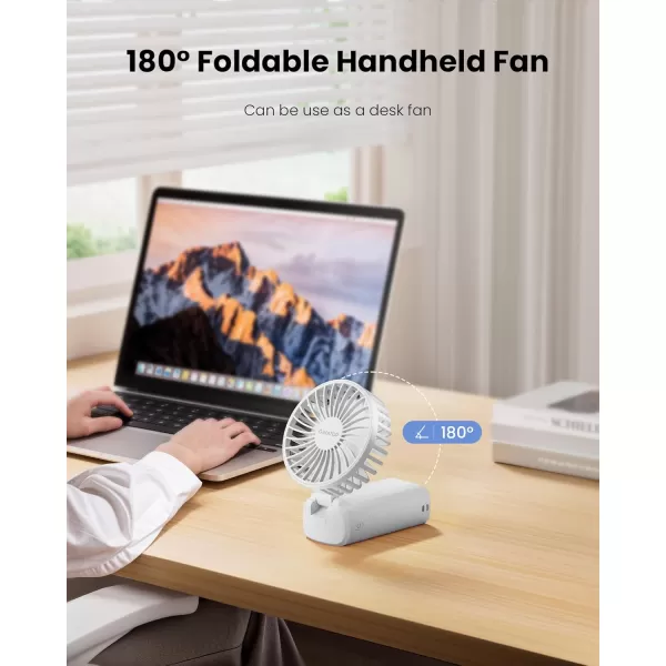 Gaiatop Portable Handheld Fan 180 Foldable Desk Fan 3 Speed Personal Mini Hand Fan 2000mAh Powerful Rechargeable Small Fan with Digital Display USB Personal Fan for Office Outdoor MakeupPinkWhite