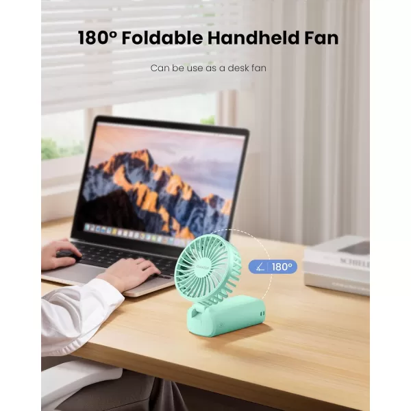 Gaiatop Portable Handheld Fan 180 Foldable Desk Fan 3 Speed Personal Mini Hand Fan 2000mAh Powerful Rechargeable Small Fan with Digital Display USB Personal Fan for Office Outdoor MakeupPinkGreen