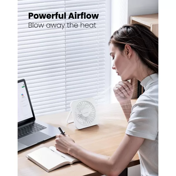 Gaiatop USB Desk Fan 5 Inch Personal Fan Small Portable Table Fan with 180 Tilt Folding and 3 Speeds Strong Wind Ultra Quiet Personal Cooling Fan For Office Home Bedroom Desktop TravelWhite