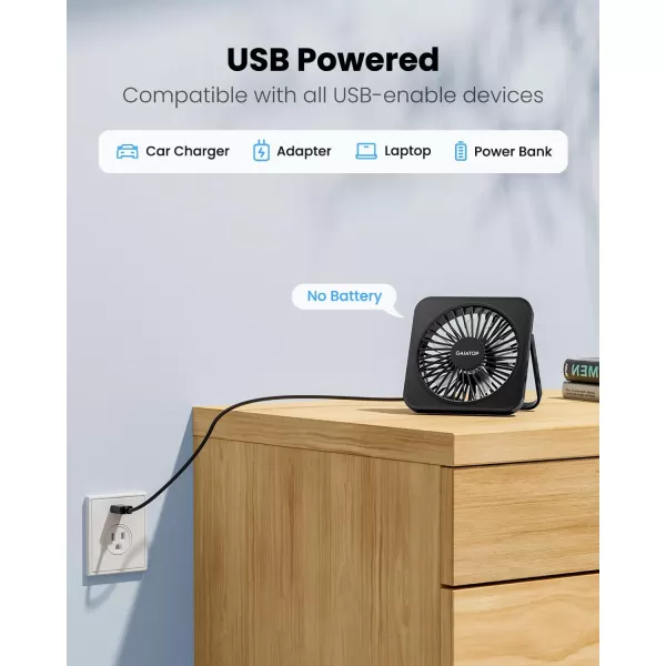 Gaiatop USB Desk Fan 5 Inch Personal Fan Small Portable Table Fan with 180 Tilt Folding and 3 Speeds Strong Wind Ultra Quiet Personal Cooling Fan For Office Home Bedroom Desktop TravelBlack