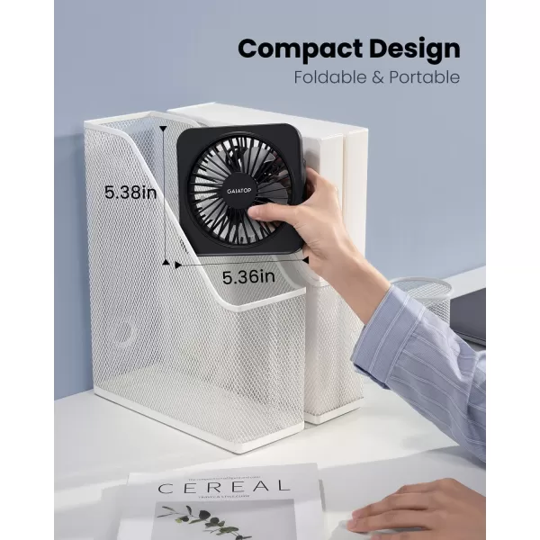 Gaiatop USB Desk Fan 5 Inch Personal Fan Small Portable Table Fan with 180 Tilt Folding and 3 Speeds Strong Wind Ultra Quiet Personal Cooling Fan For Office Home Bedroom Desktop TravelBlack