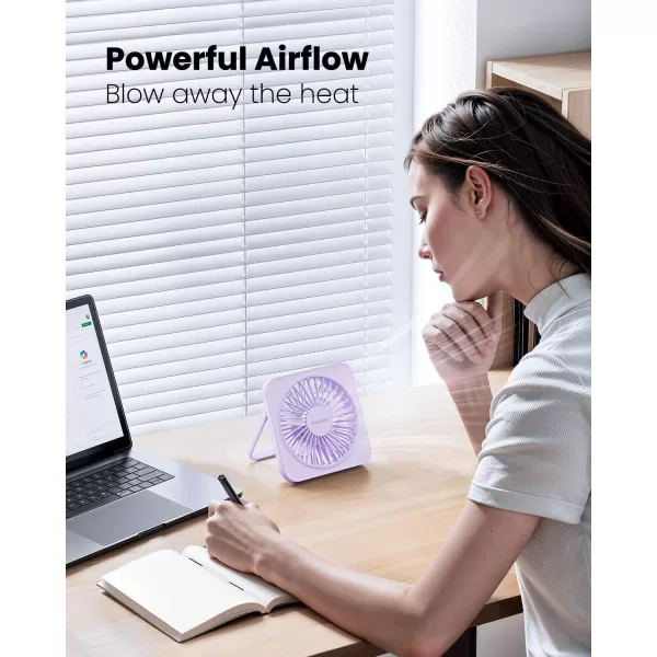 Gaiatop USB Desk Fan 5 Inch Personal Fan Small Portable Table Fan with 180 Tilt Folding and 3 Speeds Strong Wind Ultra Quiet Personal Cooling Fan For Office Home Bedroom Desktop TravelPurple