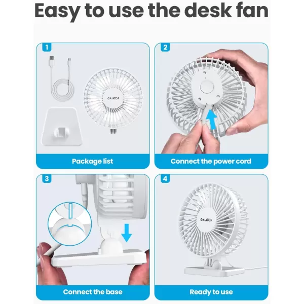 Gaiatop USB Desk Fan Small But Powerful Portable Quiet 3 Speeds Wind Desktop Personal Fan Adjustment Mini Fan Table Fan for Better Cooling Home Office Car Indoor OutdoorPinkPure White