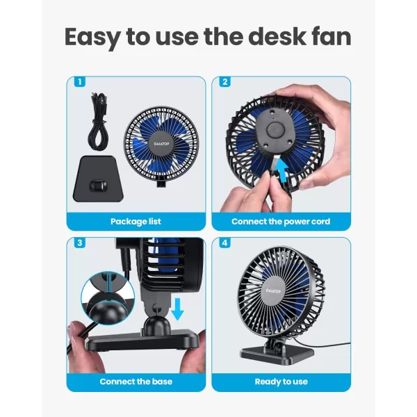 Gaiatop USB Desk Fan Small But Powerful Portable Quiet 3 Speeds Wind Desktop Personal Fan Adjustment Mini Fan Table Fan for Better Cooling Home Office Car Indoor OutdoorPinkBlue