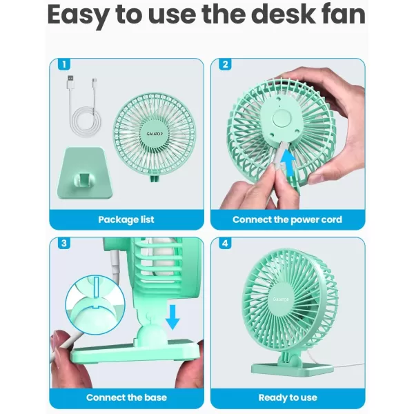 Gaiatop USB Desk Fan Small But Powerful Portable Quiet 3 Speeds Wind Desktop Personal Fan Adjustment Mini Fan Table Fan for Better Cooling Home Office Car Indoor OutdoorPinkGreen