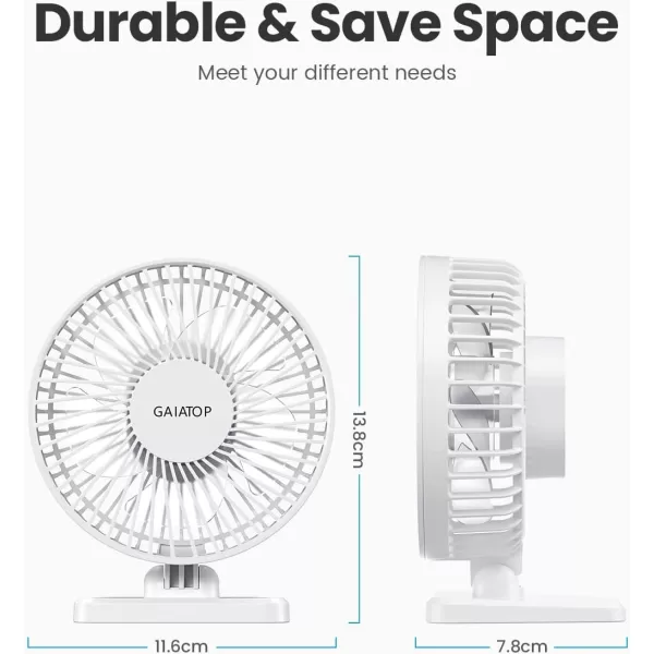 Gaiatop USB Desk Fan Small But Powerful Portable Quiet 3 Speeds Wind Desktop Personal Fan Adjustment Mini Fan Table Fan for Better Cooling Home Office Car Indoor OutdoorPinkPure White